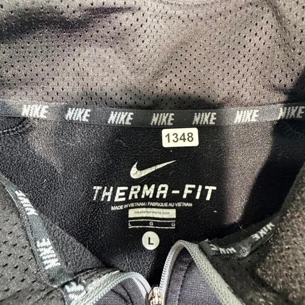 Nike Therma-FIT 1/4 Zip Pullover Mens L Black Gray Fleece Golf Performance